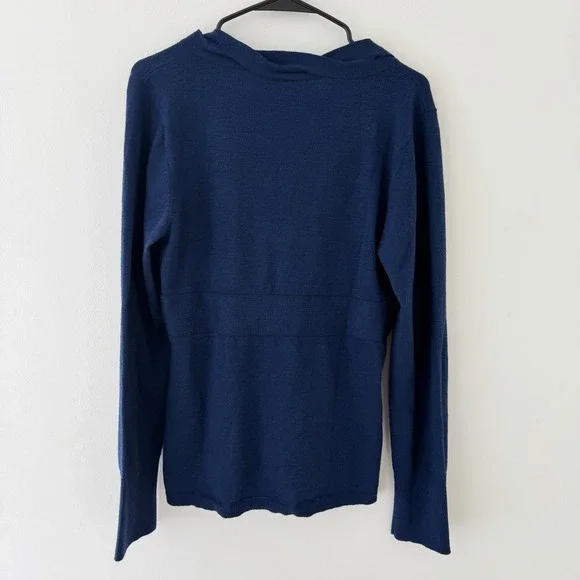 Lia Molly Womens Sweater L Blue Wool Wrap Front Knit Top Indie Coquette - Picture 3 of 7